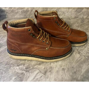 GOLDEN FOX 6" Steel Toe Wedge Pro Work Boot Men's Size US 10 Genuine Leather